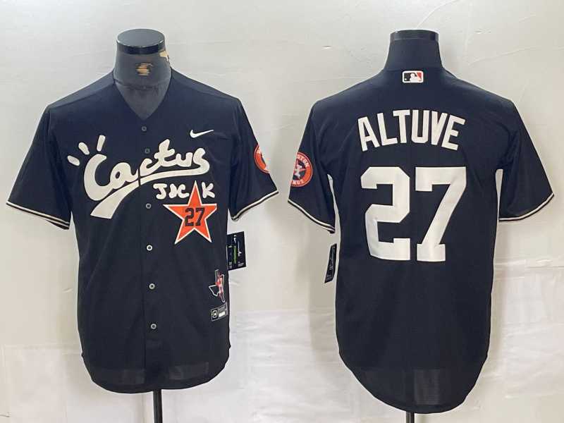 Mens Houston Astros #27 Jose Altuve Black Cactus Jack Cool Base Jersey